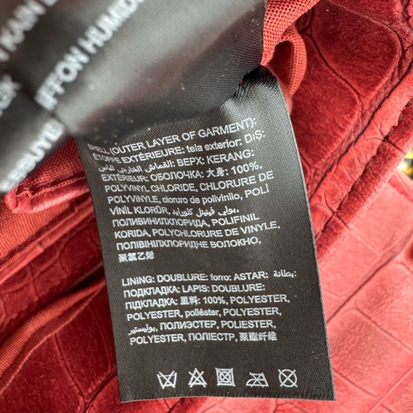 New Bebe Michelle Mini Saddle Red Croc-Embossed Chain Shoulder Bag-New With Tags - Picture 16 of 16